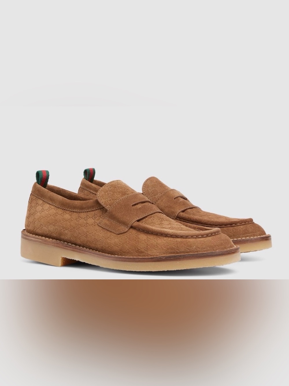 Gucci Men's Tan Suede Penny Loafers